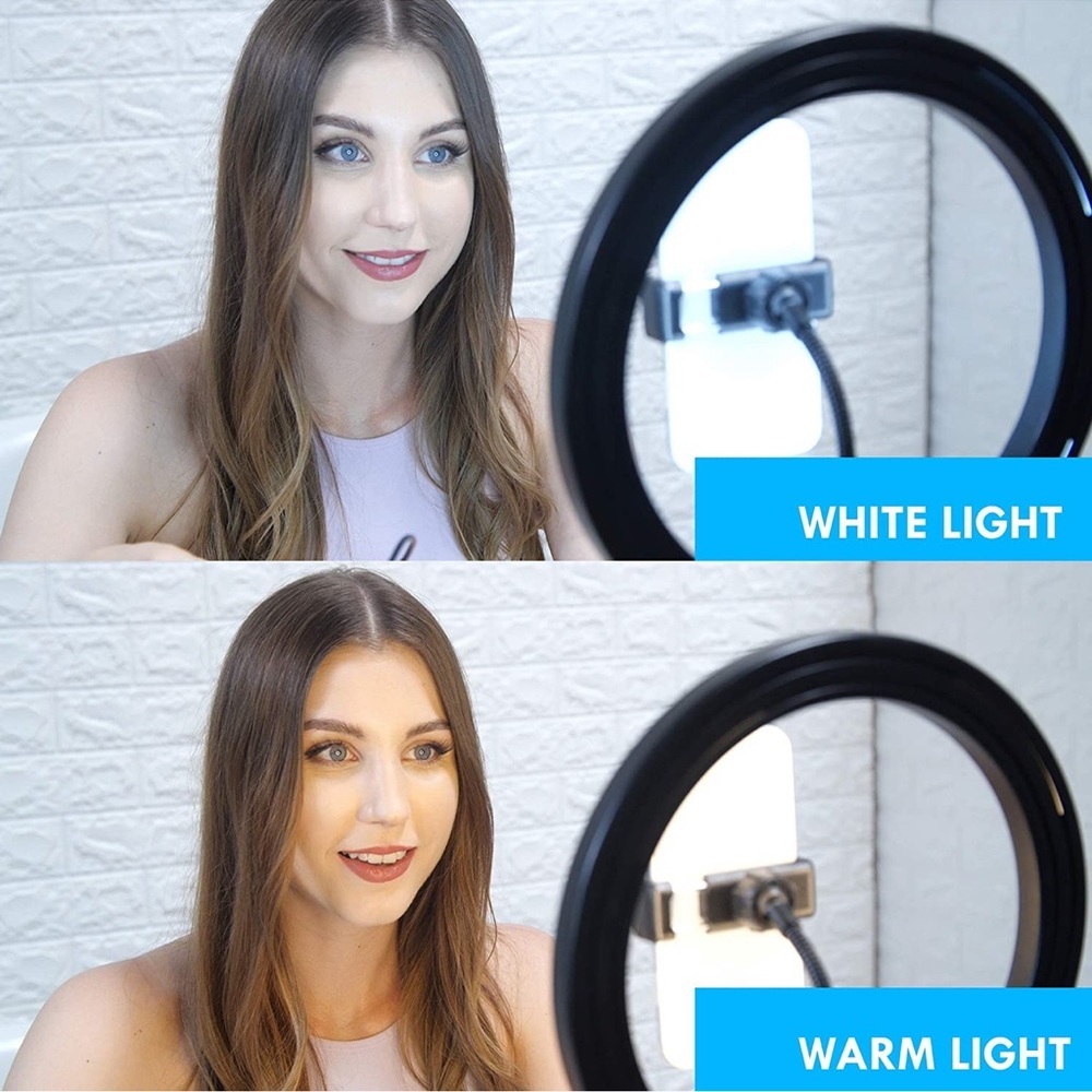 Ring Light with Stand Tripod, 10" Selfie Ring Light with Tripod & Phone Holder